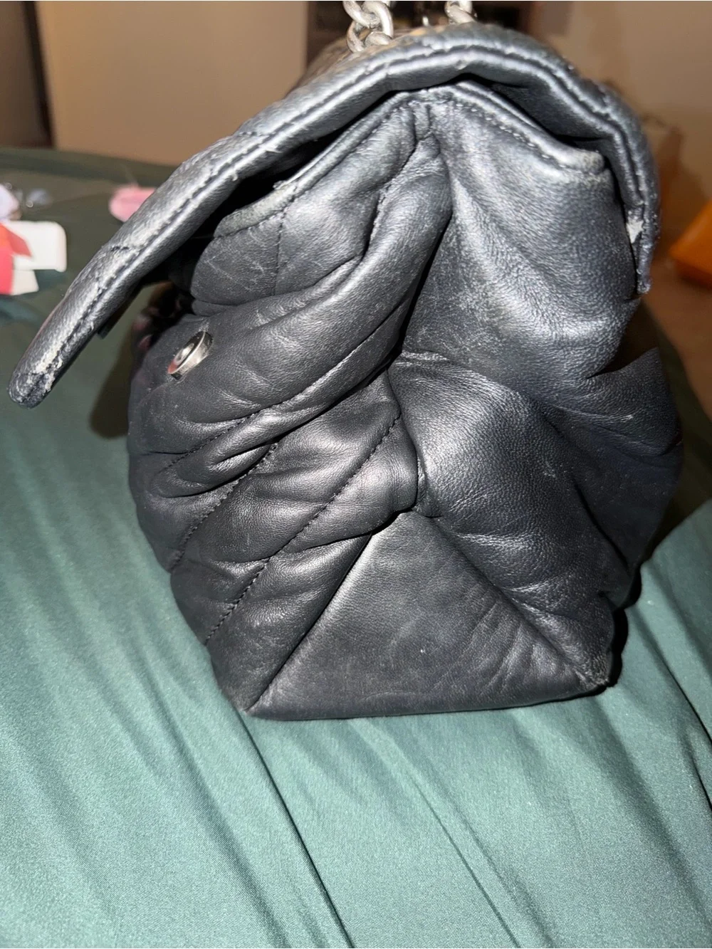 Kurt Geiger Quilted Black Shoulder Bag with Chain Strap and Embellished Clasp